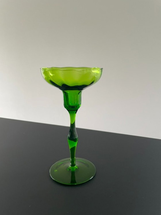 Image 1 of Vintage Scandinavische Glazen Kandelaar
