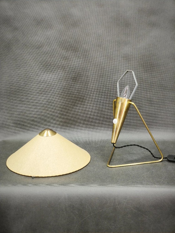 1960s Brass Table Lamp by Helena Frantová, Czechoslovakia – Metal, Paper (photo 4 of 10)