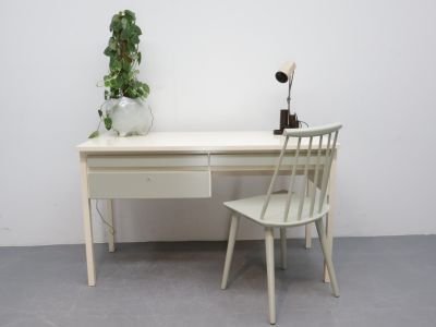 Vintage Desk / wood / drawers / Cream color with mint green (photo 5 of 5)