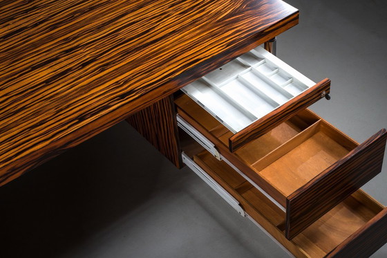 Image 1 of Makassar Ebony Executive Desk with Chromed Futuristic Legs, 1970s