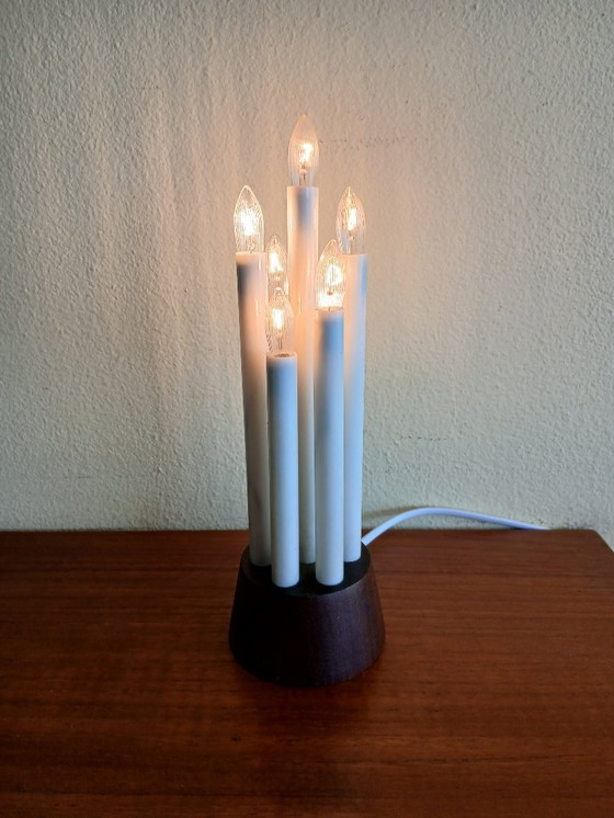 Image 1 of Philips Kandelaar lamp – Teak - Vintage - Kerst