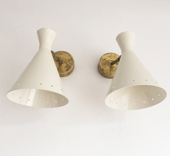 Image 1 of Pair of Italian design wall lights from the 1950s