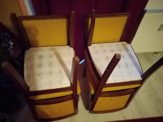 Sedie da pranzo Art Déco, anni '30, set di 4 – Legno, Velluto, Art Deco (photo 3 of 4)