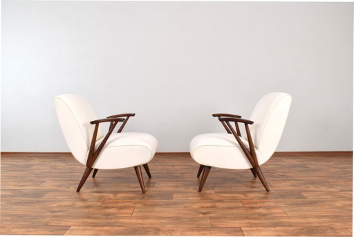 Mid-Century Modular Polish Armchairs, 1960s, Set of 2 – fauteuils, Wood, Wool (photo 2 of 20)