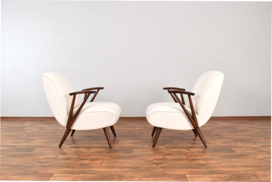 Mid-Century Modular Polish Armchairs, 1960s, Set of 2 – GFM, Wood, Wool (photo 2 of 20)