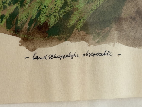 Image 1 of Pieter Holstein - Painting/ Gouache, 1964 - Landscape Observation