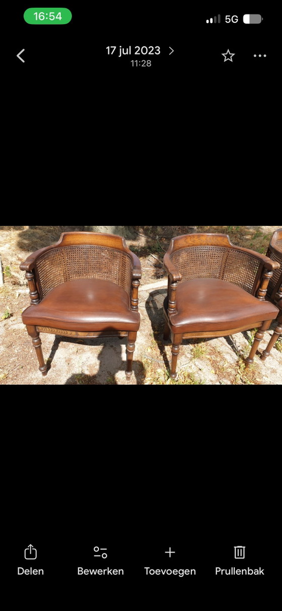Image 1 of 4 klassiek eiken eetkamer armstoelen leder 