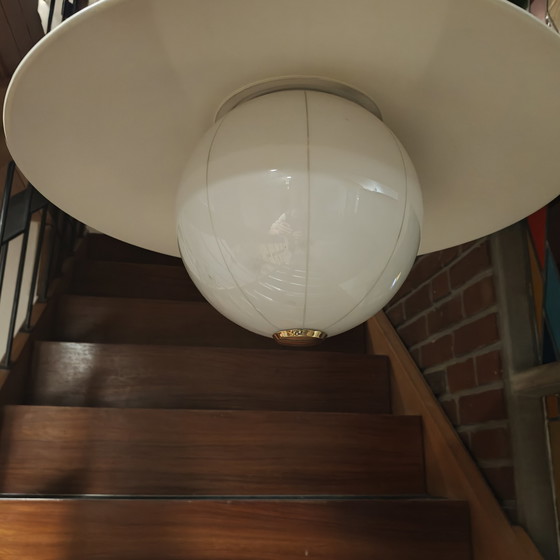 Image 1 of Large Vintage Industrial Pendant Lamp - Mid Century Statement Lighting 