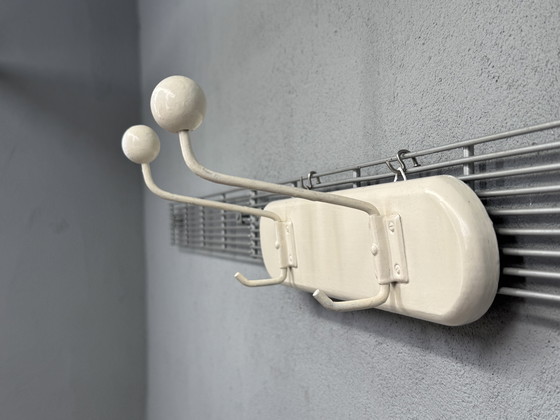 Image 1 of Mid-century white coat rack with spherical hooks
