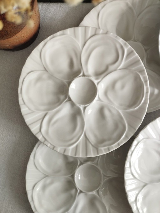 Lot de 6 assiettes à huitres en porcelaine de Pillivuyt