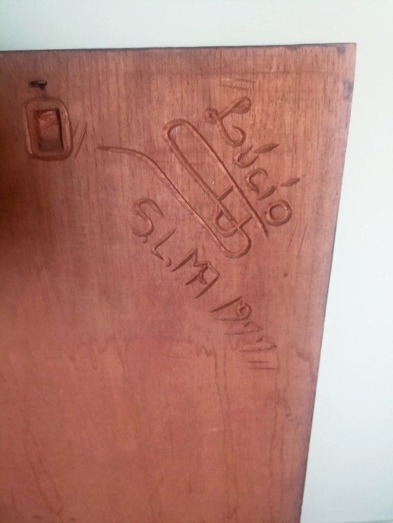 Image 1 of Scultura artistica monumentale brasiliana in legno (102 cm) firmata Lucio (1977)