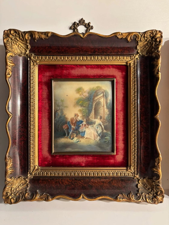 Pair of 20th Century Classical Oil Miniatures on Cardboard, Paintings & Drawings (photo 2 of 10)