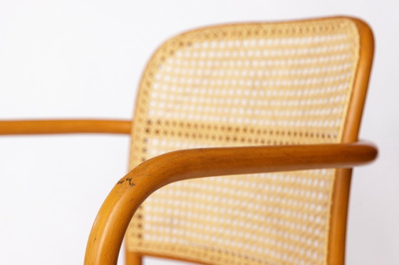 Image 1 of Ligna Armchair – 1950s/1960s Czechoslovakia, Bentwood Beech with New Rattan Cane, Josef Hoffmann Thonet Style Vintage Chair