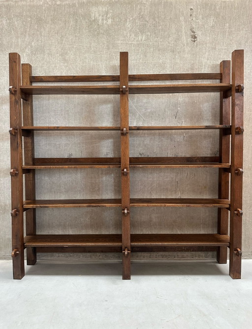 Vintage Wabi-Sabi - Brutalistischer Wandschrank aus massiver Eiche