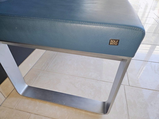 Banquette de salle à manger Rolf Benz 620 en cuir couleur pétrole