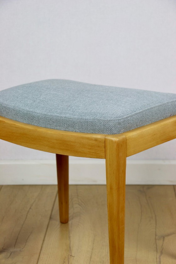 Image 1 of Taburete asiento tela natural azul claro Art Deco - 2 piezas disponibles