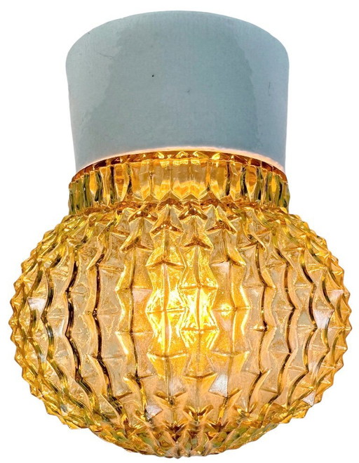 Vintage White Porcelain Ceiling Light, 1970s