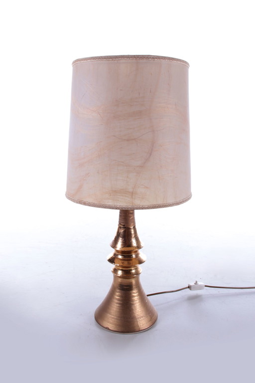 Große handgedrehte Keramik-Tischlampe, 1970