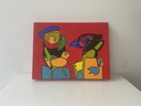 Abstract colorful acrylic painting on canvas | COBRA style | 40 x 30 cm