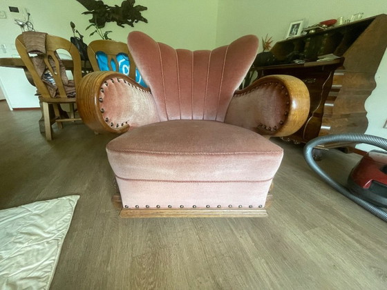 Image 1 of Set van 4 Art Deco fauteuils (ca. 1920-1950) | Opnieuw bekleed met roze fluweel