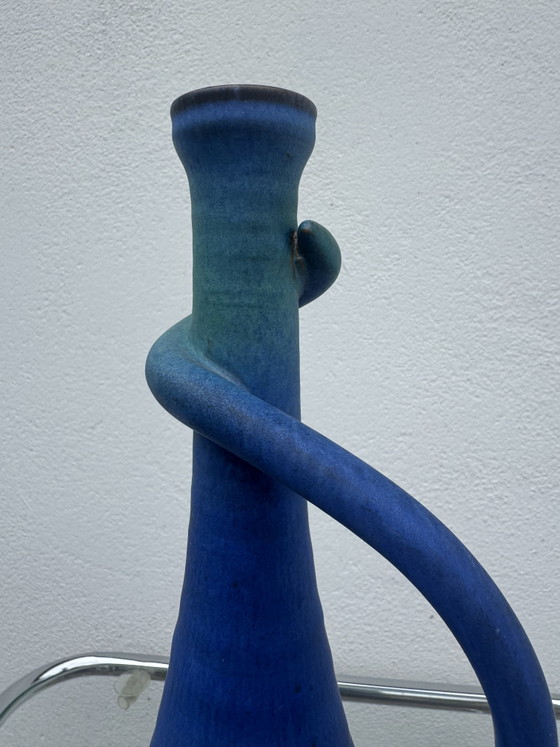 Image 1 of Vaso in ceramica vintage con sfumatura blu