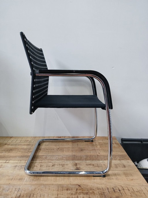 6x sedia da conferenza Vitra AC3, nera - bianca a scacchi