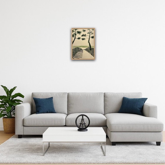 Image 1 of Inchiostro verde oliva su carta naturale da 250 g. Dimensioni 40x30 cm.