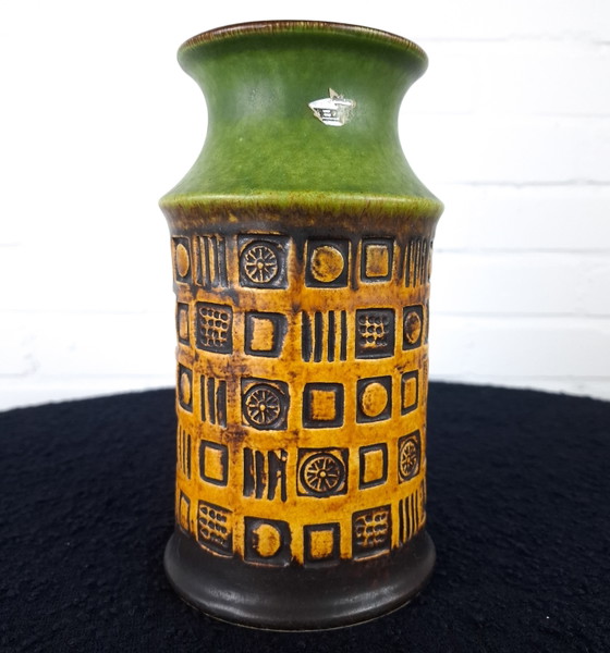 Image 1 of Vintage Bay ceramic vase 1970s West Germany brown green