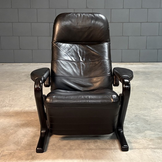 Image 1 of Fauteuil de relaxation danois vintage - cuir noir - années 1990