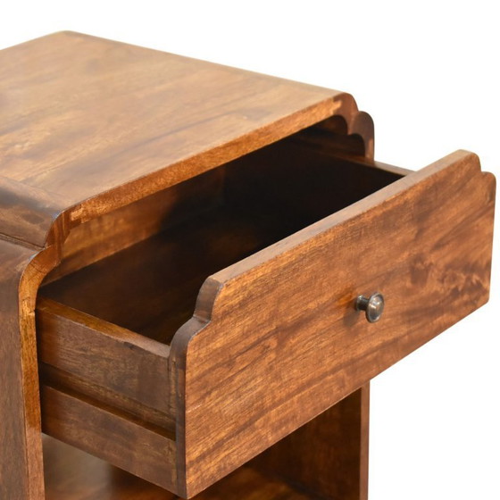 Image 1 of Nachttisch aus massivem Mangoholz mit Kastanienholz-Finish