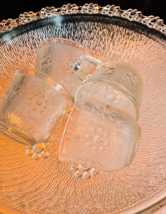 Image 1 of Masserini Barocco large fruit punch bowl and 4 glasses design 60s Italy.