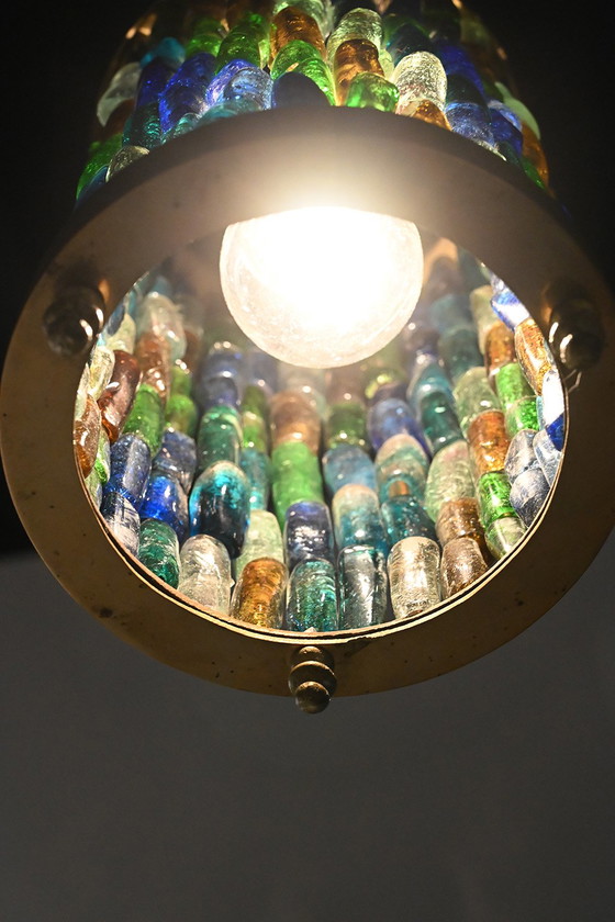 Image 1 of Lampada a sospensione vintage colorata
