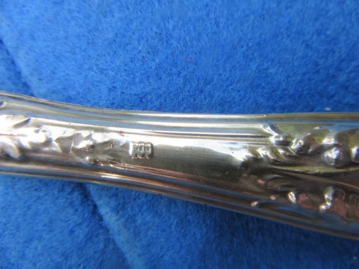 6 small knives marked 800 (twice) and Solingen, art nouveau style