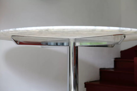 Image 1 of Marmeren en stalen tafel Frankrijk, Circa 1970