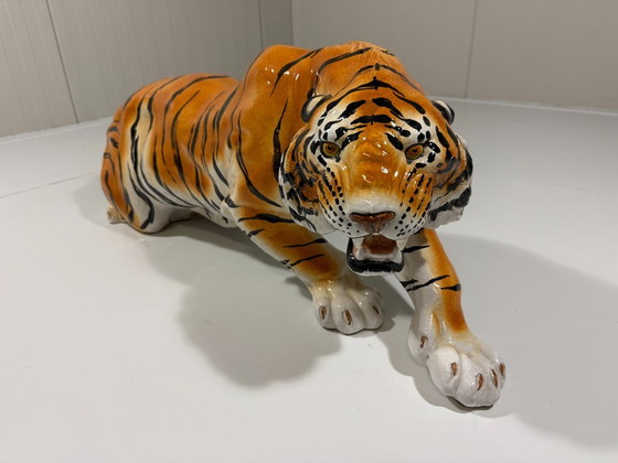 Großer Keramik-Tiger Italien 1970er – Dekorative Objekte, Ceramic (photo 2 of 21)