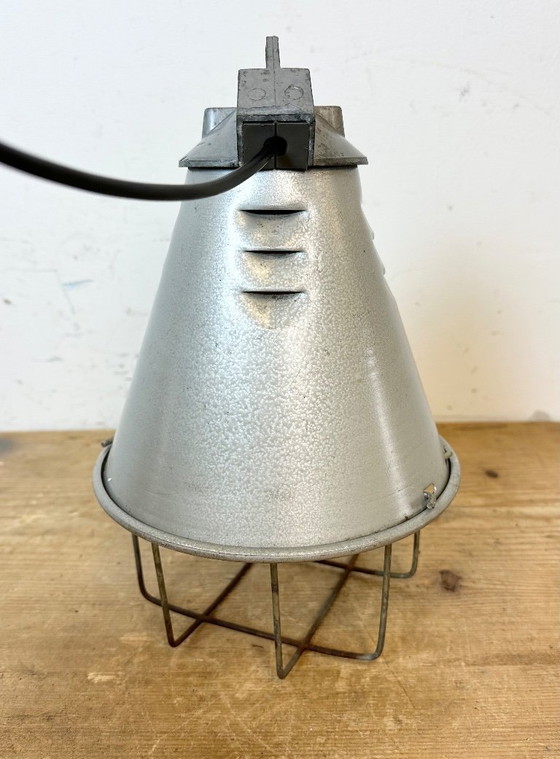 Image 1 of Grey Industrial Aluminium Cage Pendant Lamp, 1970s