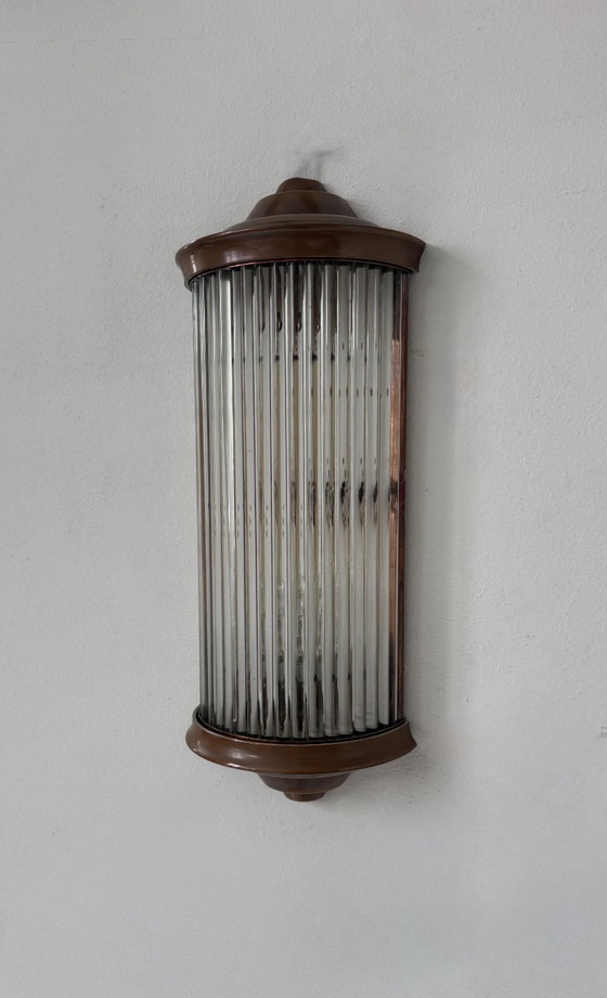 Image 1 of Applique vintage, cuivre et verre, France, 1940