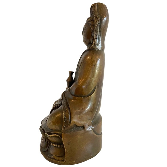 Statue Guanyin en Bronze - Bodhisattva de la Compassion - Marque Xuan De - 9.6cm – Sculptures (photo 5 of 7)
