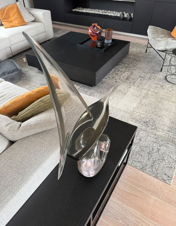 Large unique glass sailboat – presumably Murano glass – 78 cm high – Glass art (photo 4 of 6)