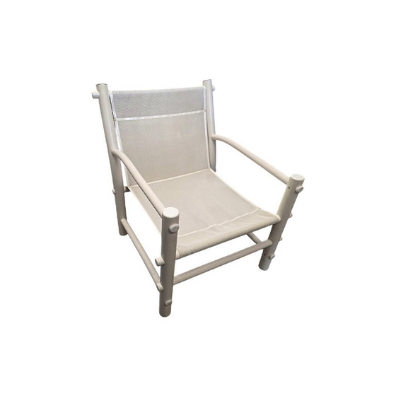 Vintage Wit Gelakte PVC Buis Lounge Tuinstoel, Jaren 70 – Kuipstoelen, Other (photo 3 of 7)