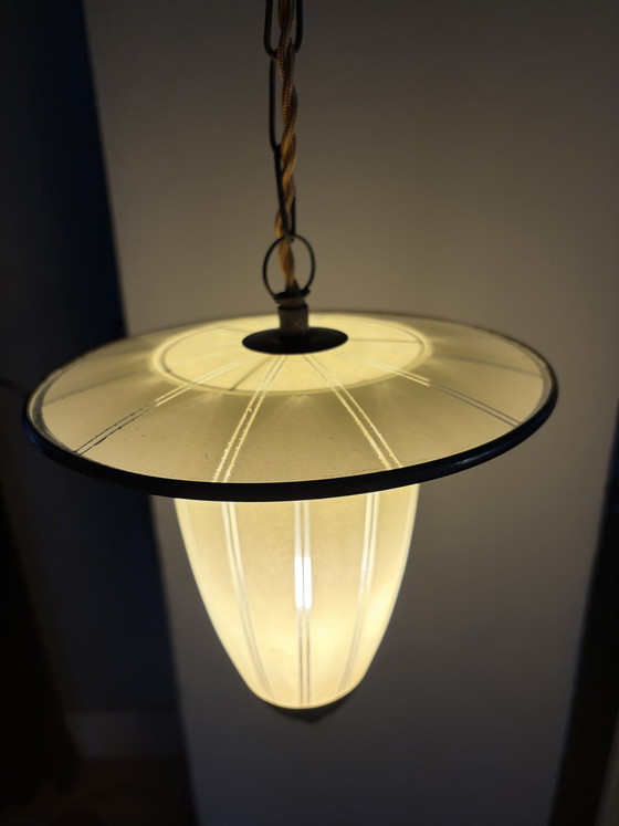 Lampada a sospensione vintage degli anni '50-'60 – Lampade a sospensione, Glass, Metal (photo 4 of 5)