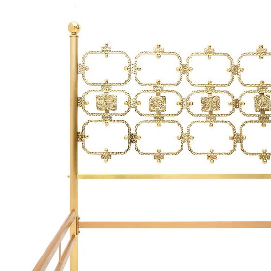 Image 1 of Letto con testiera in ottone di Luciano Frigerio, anni '70