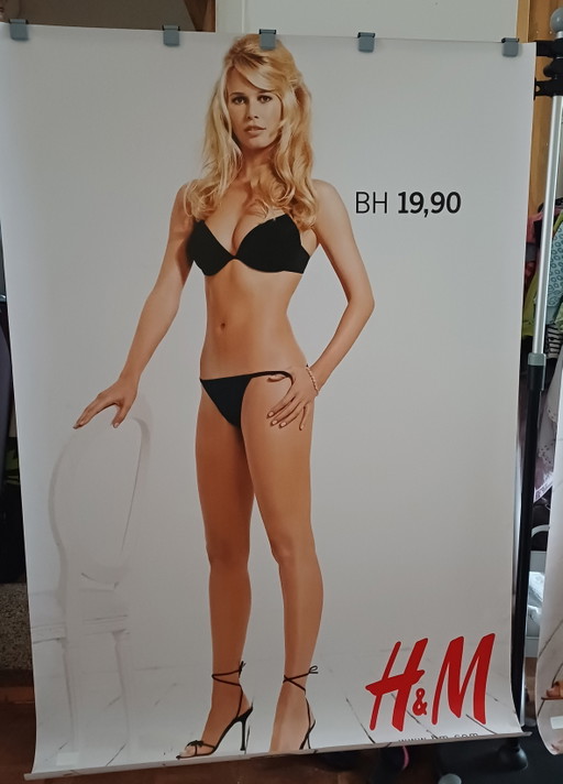 Vintage bus shelter poster Claudia Schiffer for H&M 90's.