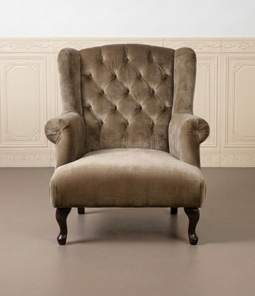 Bella Armchair NEW!! Taupe velvet - solid beech frame