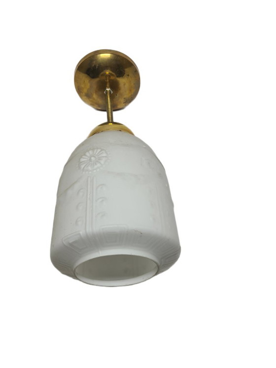 Vintage hanglamp, Polen, jaren 1960 – Hanglampen, Glass, Brass (photo 4 of 8)