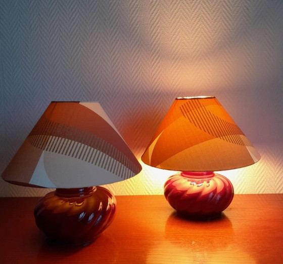 Image 1 of 2x vintage ceramic bedside lamps