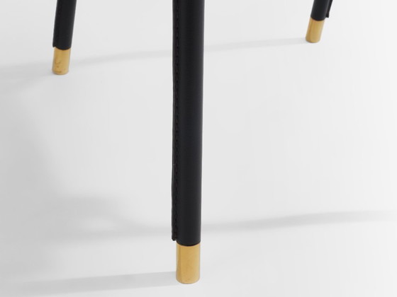 Image 1 of Silla de escritorio Jacques Adnet de latón y cuero cosido a caballete 1950