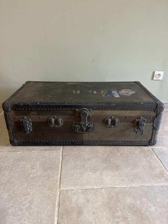 Grande baule da viaggio dei primi del '900. – Armadi contenitori, Leather, Metal, Industrieel (photo 19 of 19)