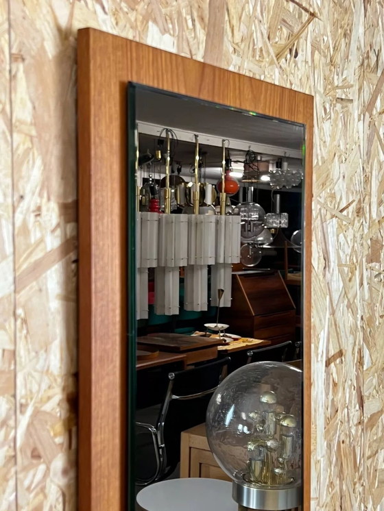 Image 1 of 60s 70s Teak Mirror Mirror Wall Mirror Danish Modern Design Denmark 60s