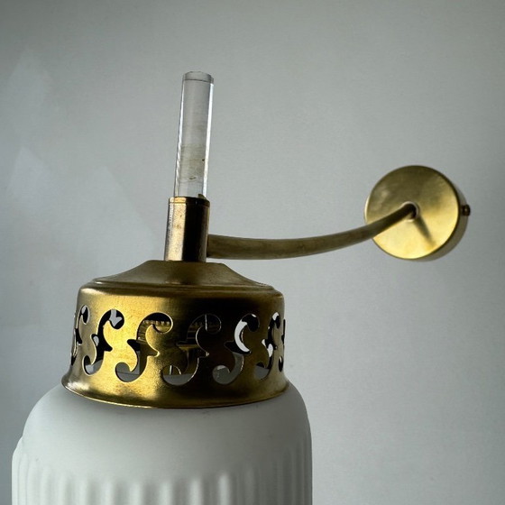 Image 1 of SET VAN 3 VINTAGE OPALINE WANDLAMPEN